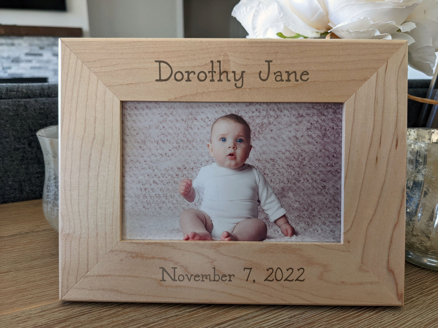 Custom Personalized Photo Frame, Custom Engraved Wood Picture Frame, Custom Wedding Frame, Newlywed Gift, Custom Baby Gift