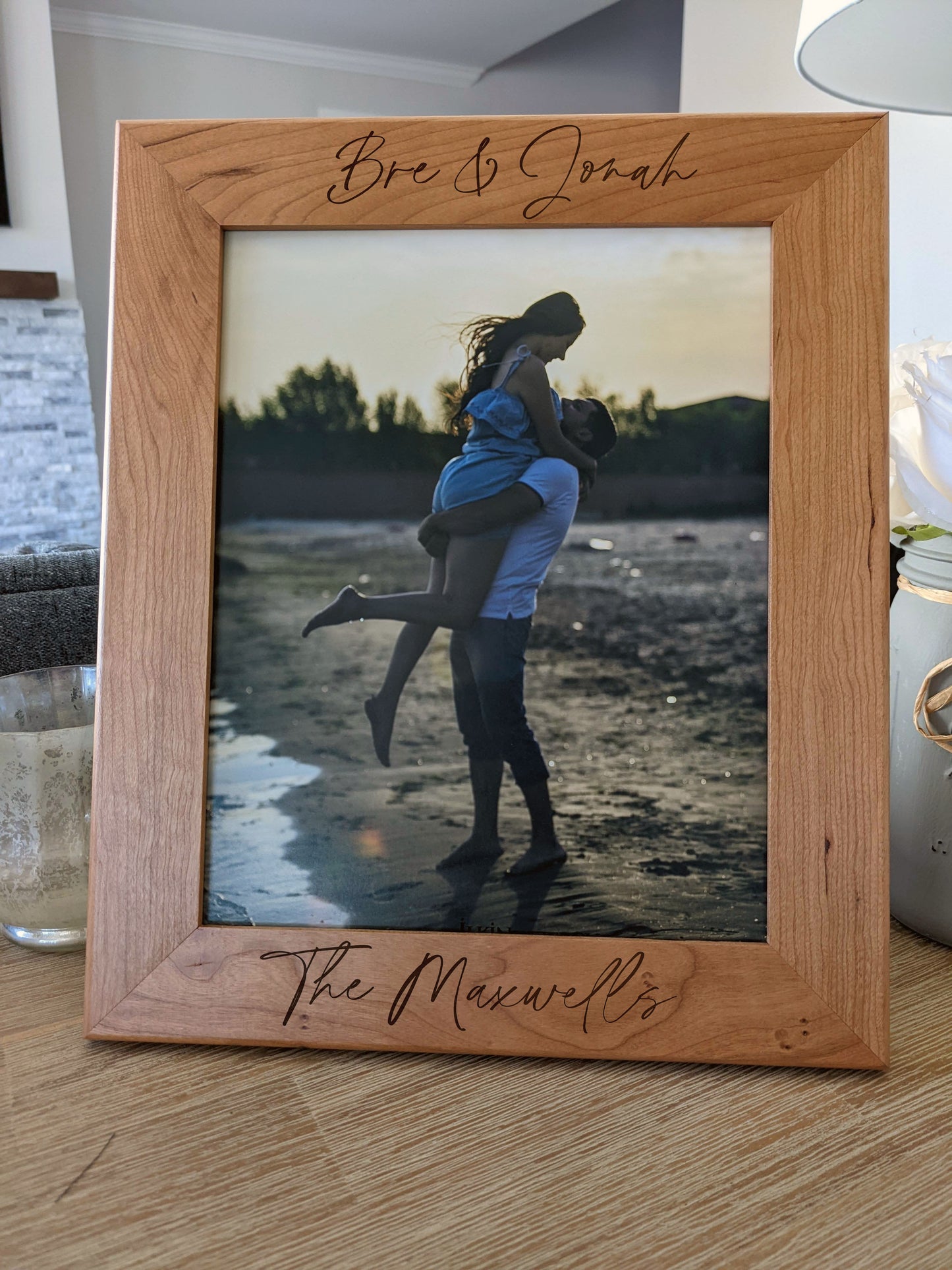 Custom Personalized Photo Frame, Custom Engraved Wood Picture Frame, Custom Wedding Frame, Newlywed Gift, Custom Baby Gift