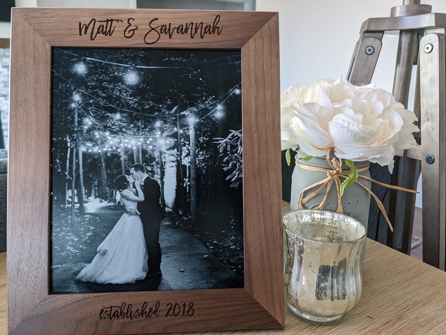 Custom Personalized Photo Frame, Custom Engraved Wood Picture Frame, Custom Wedding Frame, Newlywed Gift, Custom Baby Gift