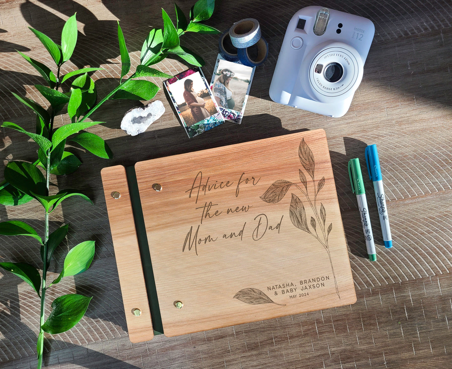 Advice & Wishes Baby Shower Guest Book | Custom Engraved