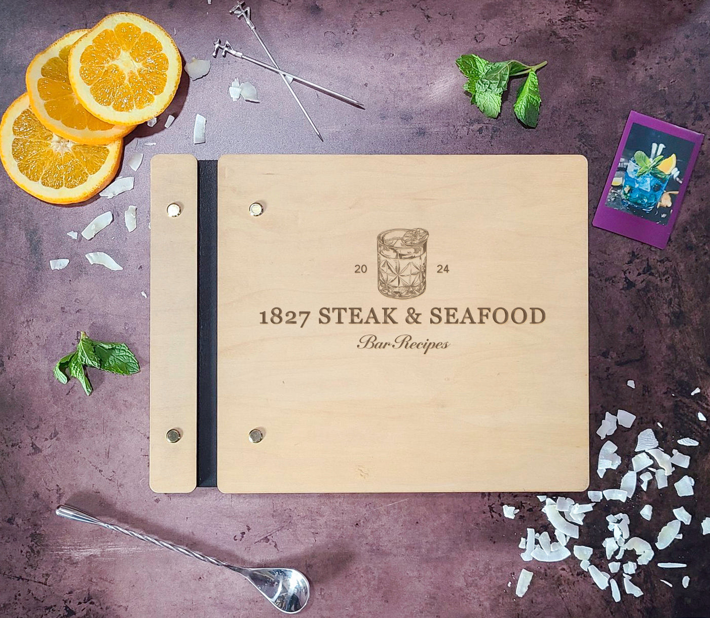 Elegant Custom Cocktail or Mocktail Book for Bar or Restaurant