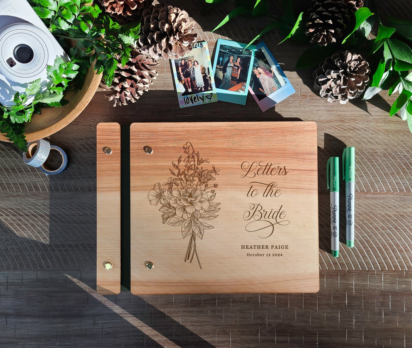 Letters to the Bride Bridal Shower Guest Book Flowers Bouquet - Dragon Forged Studios