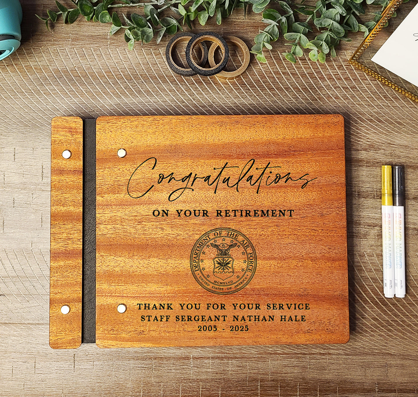 Military Retirement Guest book, Custom Retirement Gift for Army, Air Force, Navy, Marine Retiree. Congratulations Retirement Book