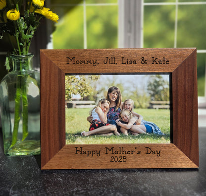 Mother's Day Custom Personalized Photo Frame, Mom Children - Engraved Wood Picture Frame with Nana, Grandma Grandchildren-  Mothers Day Gift