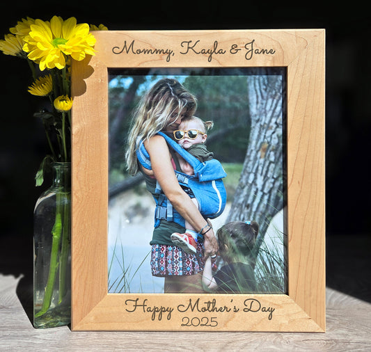 Mother's Day Custom Personalized Photo Frame, Mom Children - Engraved Wood Picture Frame with Nana, Grandma Grandchildren-  Mothers Day Gift
