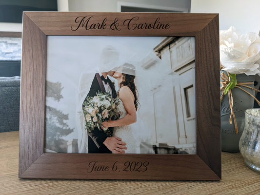 Custom Personalized Photo Frame, Custom Engraved Wood Picture Frame,  Custom Wedding Frame, Newlywed Gift, Custom Baby Gift