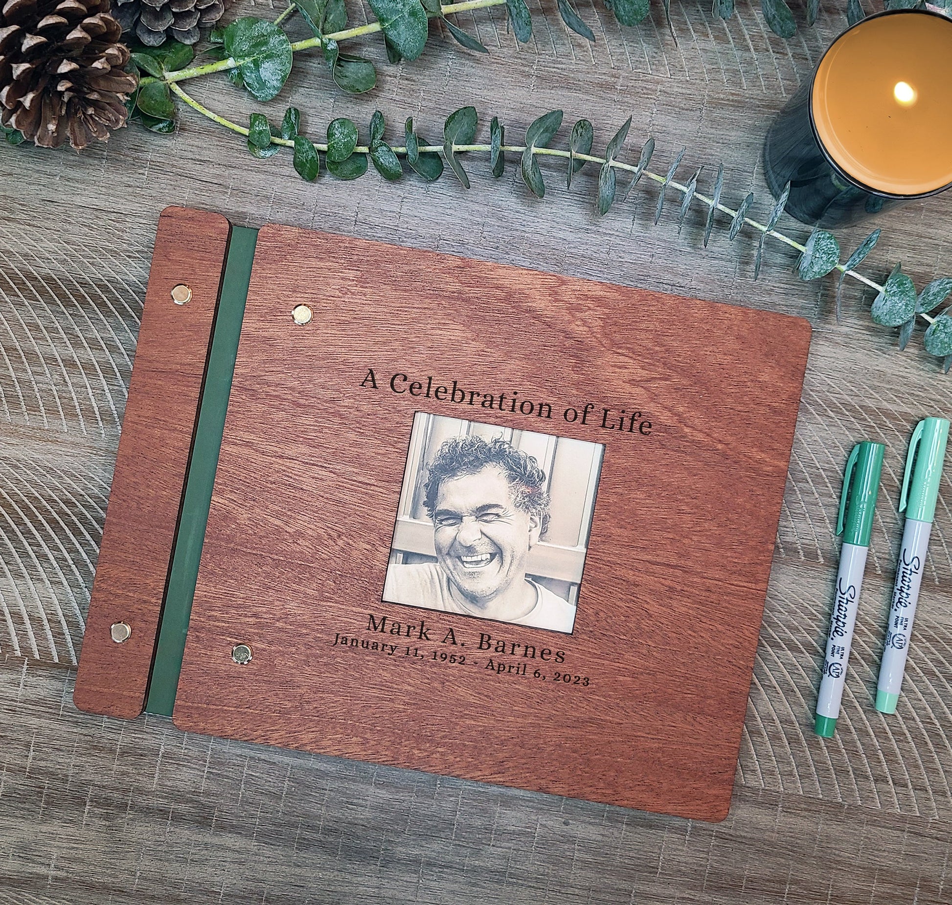 A Celebration of Life Memorial Book With Photo - Dragon Forged Studios