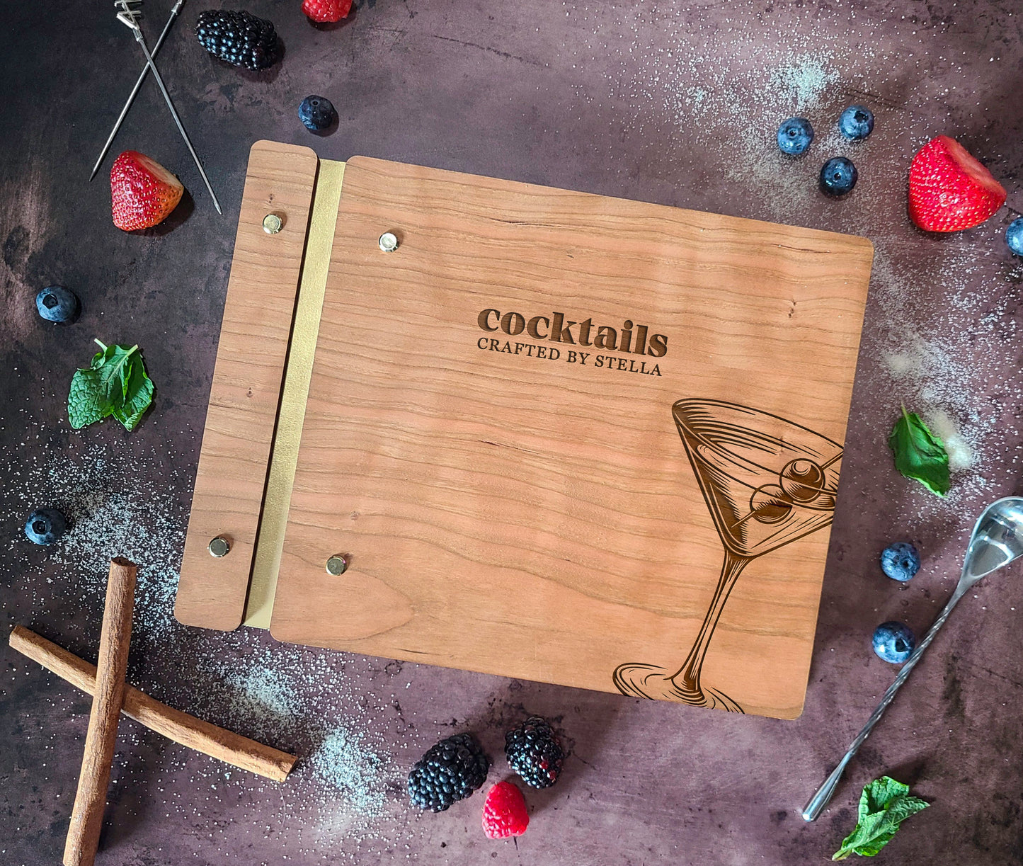 Cocktail Book, Mocktail, Custom Recipe Book for Bartender Dirty Martini