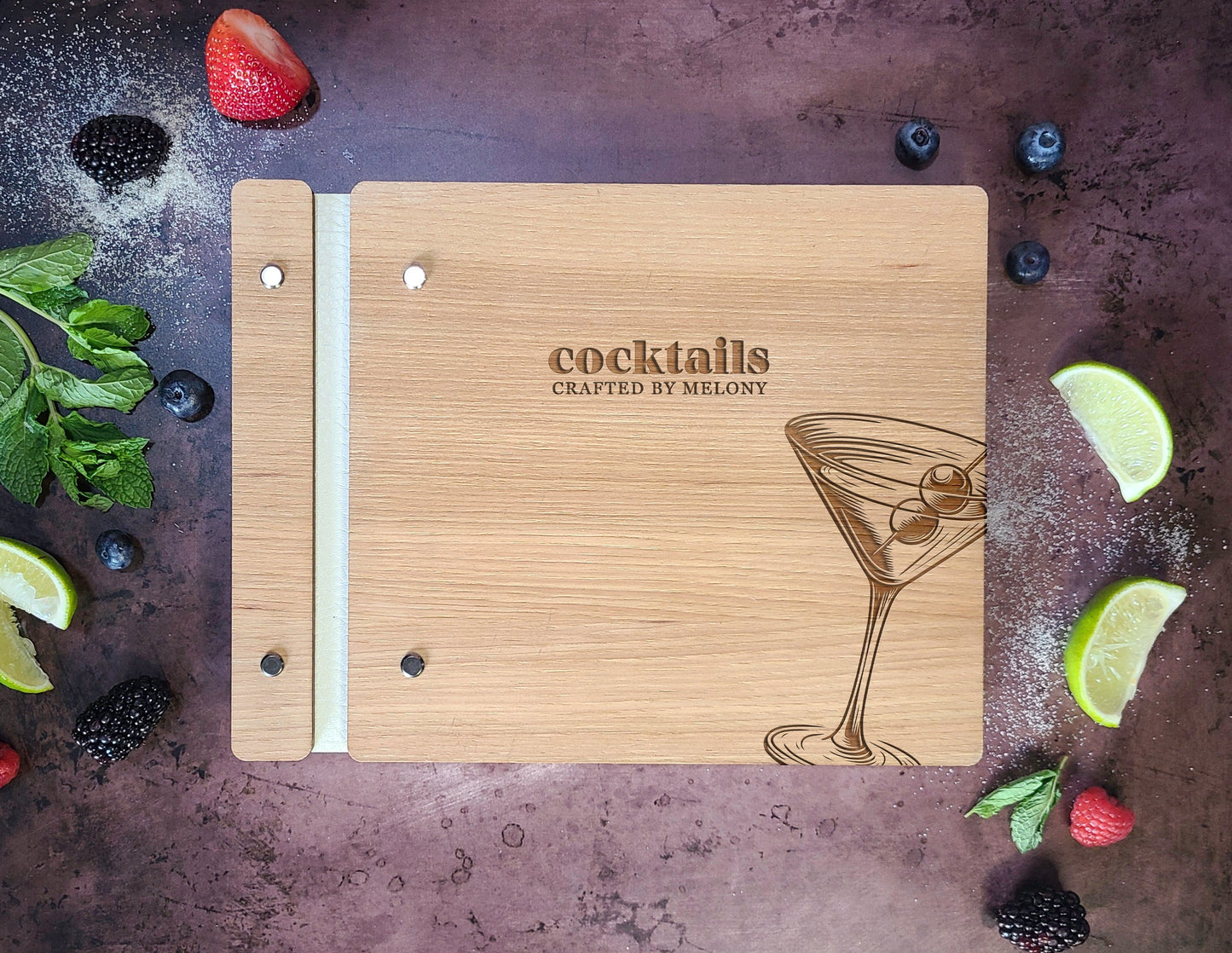 Cocktail Book, Mocktail, Custom Recipe Book for Bartender Dirty Martini