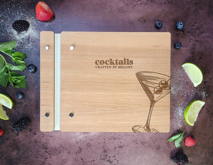 Cocktail Book, Mocktail, Custom Recipe Book for Bartender Dirty Martini