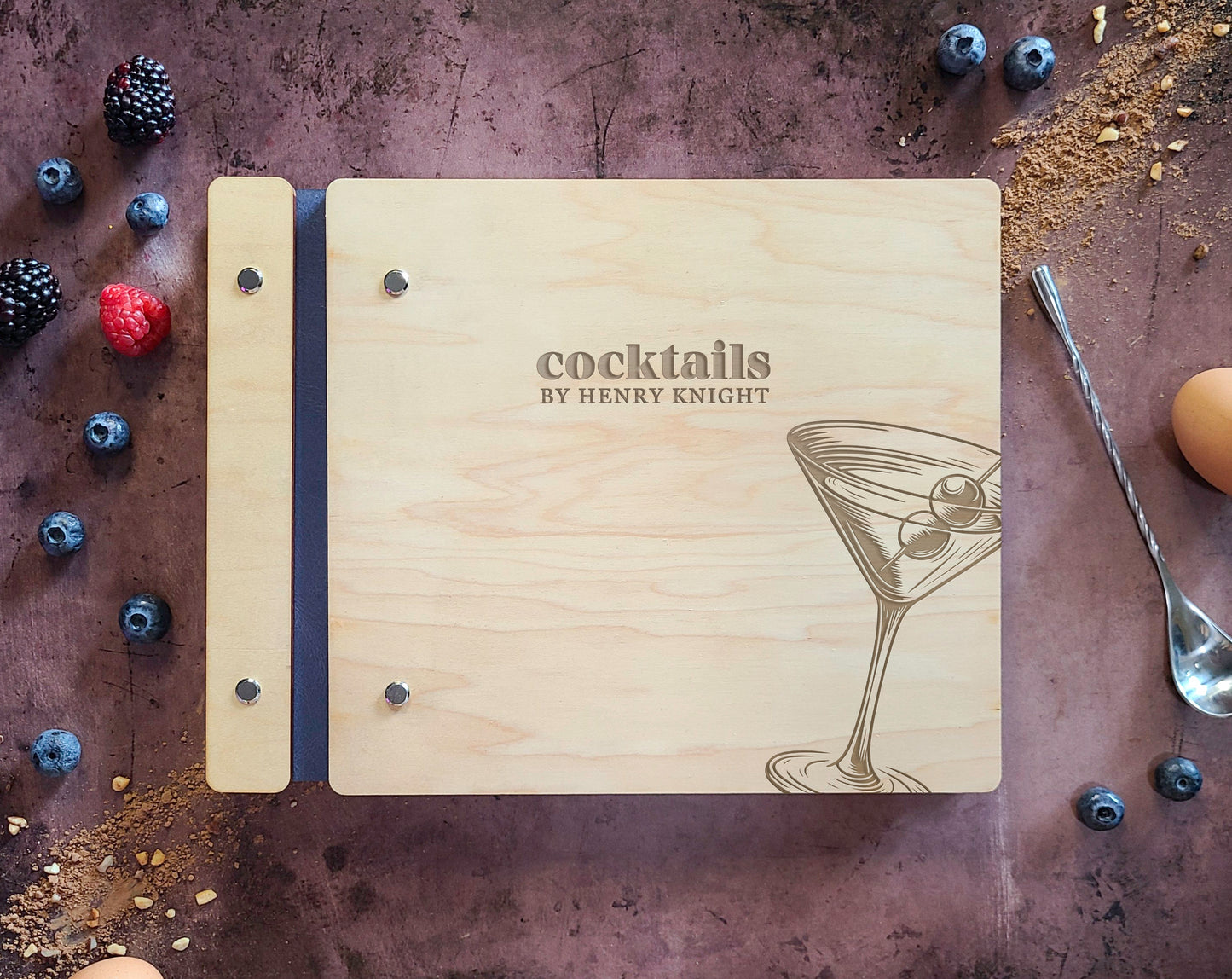 Cocktail Book, Mocktail, Custom Recipe Book for Bartender Dirty Martini