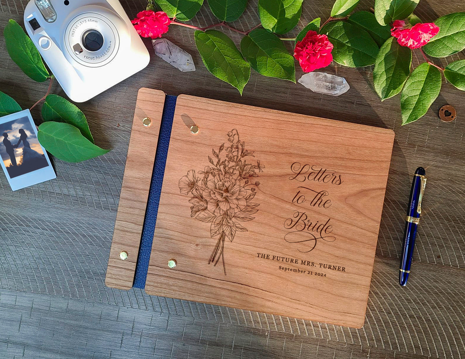 Letters to the Bride Bridal Shower Guest Book Flowers Bouquet - Dragon Forged Studios