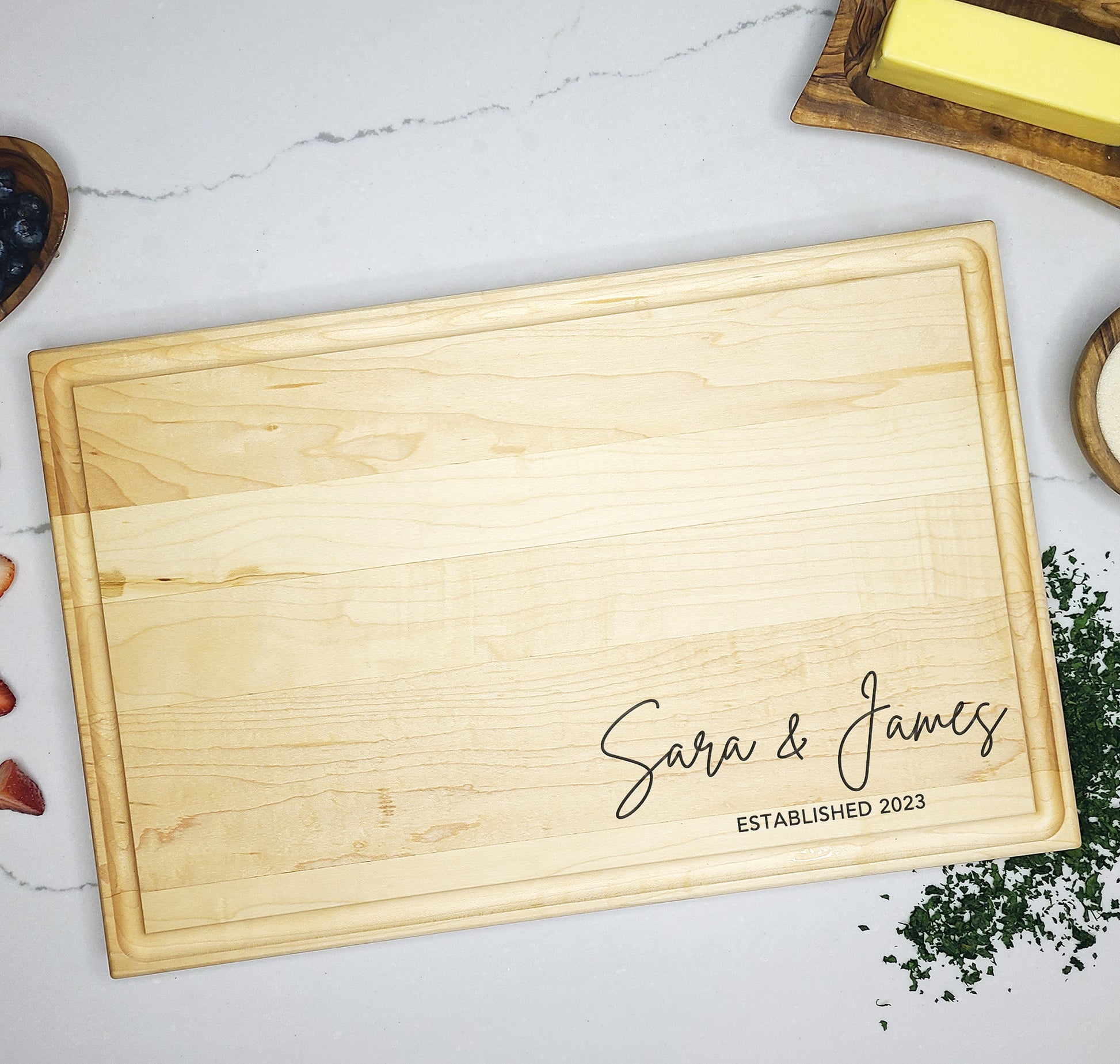 Custom Cutting Board for Couple, Wedding or Housewarming Gift - Dragon Forged Studios