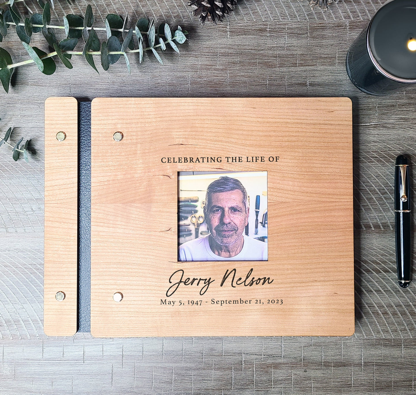 Celebrating the Life of Memorial Book With Photo - Dragon Forged Studios