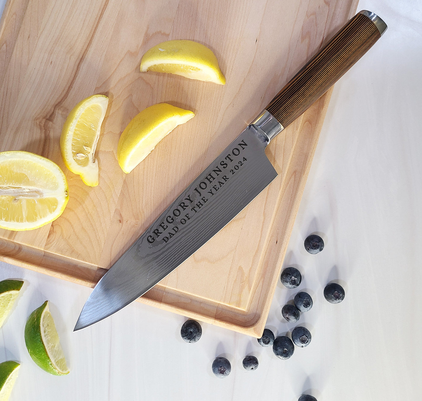 Professional Chef Knife. Custom Engraved Stainless Steel Blade Chef Knife. Gift for Chef. - Dragon Forged Studios