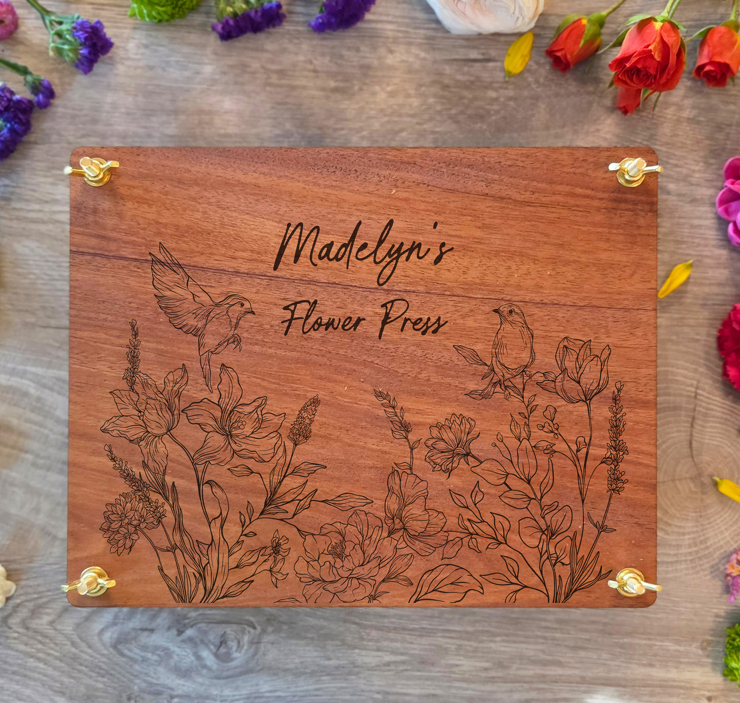 Personalized Flower Press Kit. Custom Engraved Wooden Botanical Press, Nature Lover Gift, Herbarium Keepsake Gift.