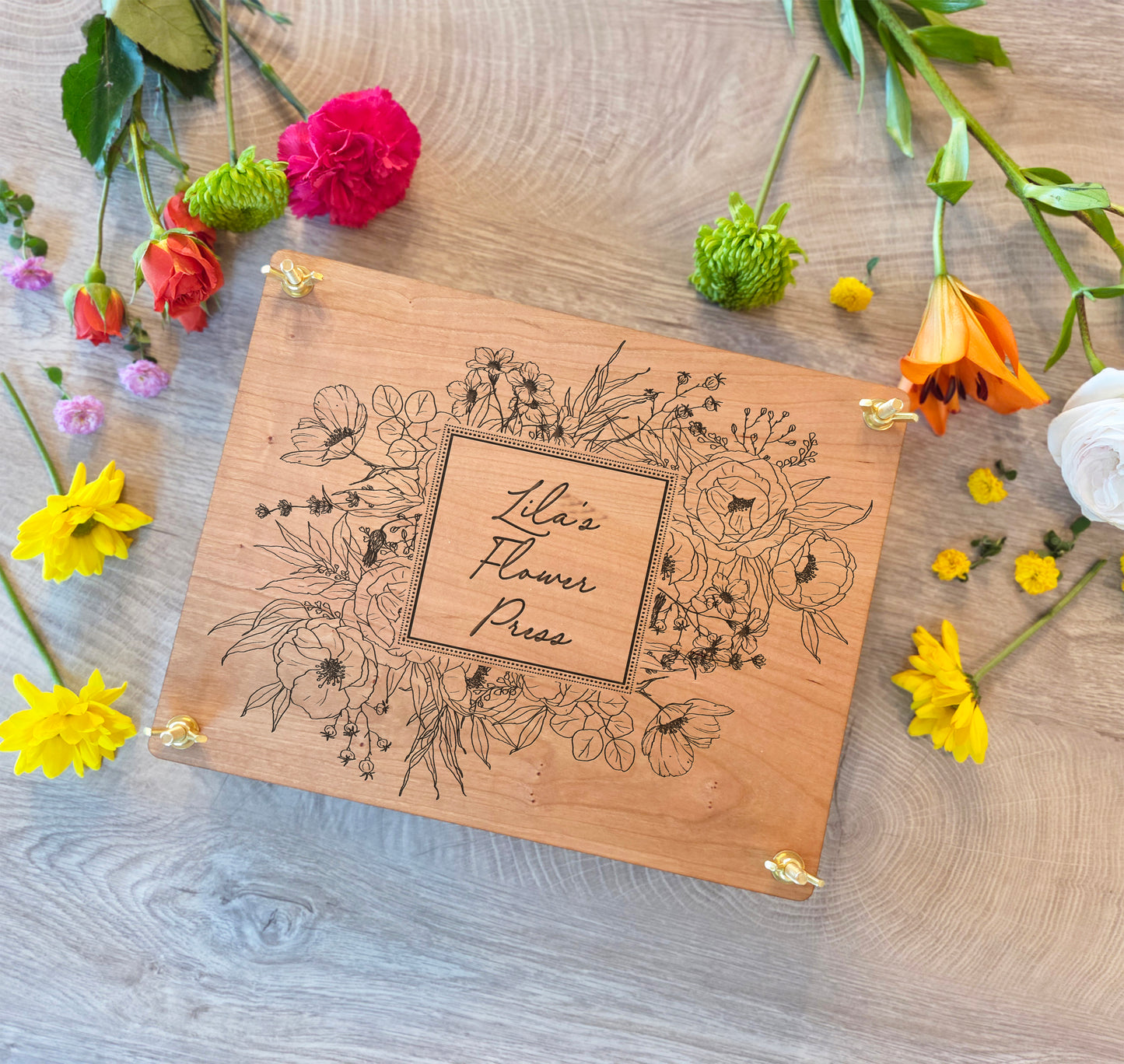 Custom Engraved Wooden Flower Press Kit: Personalized Herbarium