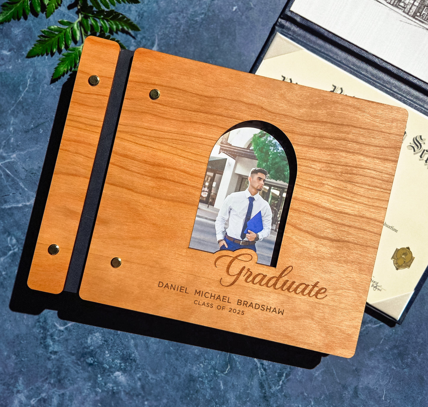 2025 Custom Graduation Guest Book With Photo Option - Custom College High School Graduate - Personalized Wooden Photo Album - His Her Graduation Memory Book
