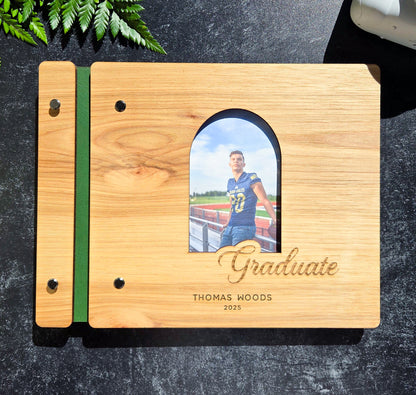 2025 Custom Graduation Guest Book With Photo Option - Custom College High School Graduate - Personalized Wooden Photo Album - His Her Graduation Memory Book