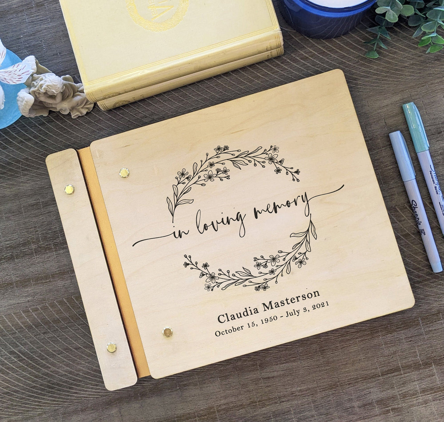 In Loving Memory Forget Me Not Memorial Book - Dragon Forged Studios