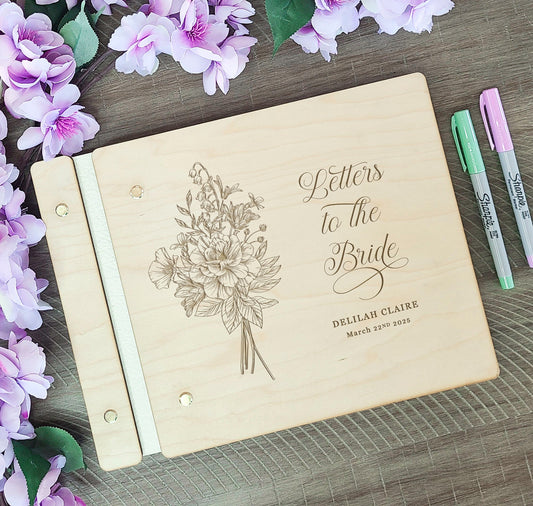 Letters to the Bride Bridal Shower Guest Book Flowers Bouquet - Dragon Forged Studios