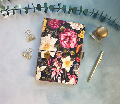 Leather Traveler's Notebook - Moody Botanical - A5, Standard, Pocket Field Note Size