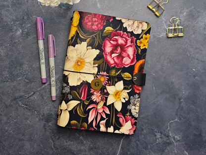 Leather Traveler's Notebook - Moody Botanical - A5, Standard, Pocket Field Note Size