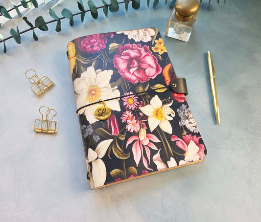 Leather Traveler's Notebook - Moody Botanical - A5, Standard, Pocket Field Note Size
