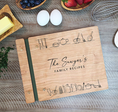 Family Recipe Book with One Line Kitchen Art - Dragon Forged Studios