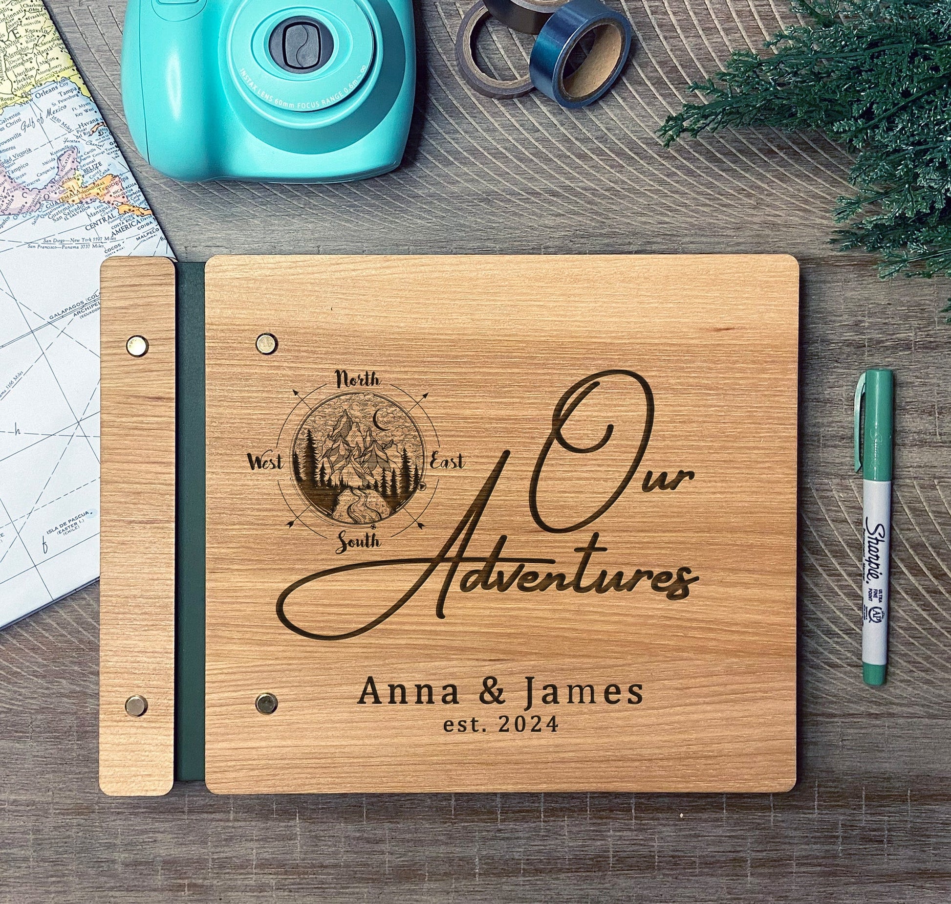 Our Adventures Travel Book with Compass Mountain - Dragon Forged Studios