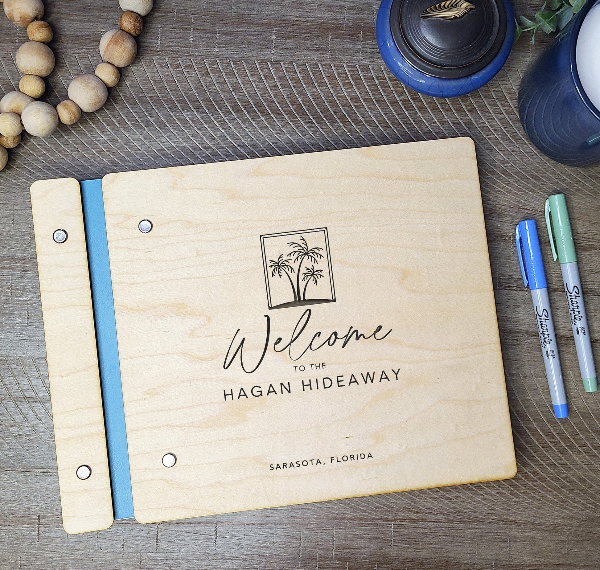 Guest Book for Beach House Palm Trees - Dragon Forged Studios