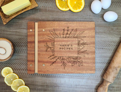 Recipe Book For Special Cook with Custom Name and Herbs Design