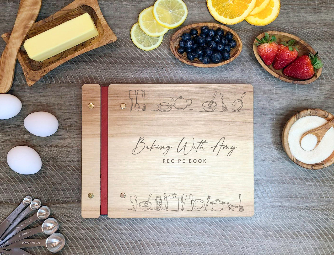 Family Recipe Book with One Line Kitchen Art