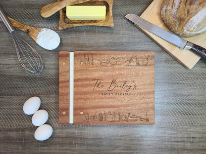 Family Recipe Book with One Line Kitchen Art