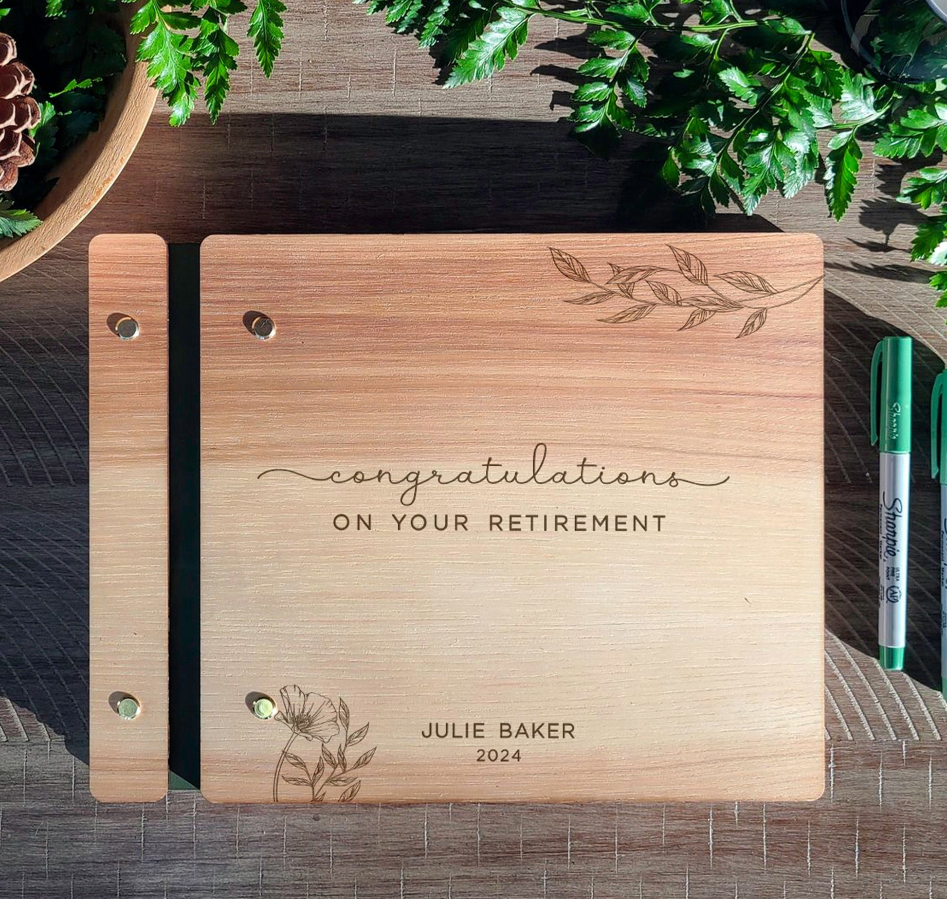 Congratulations on your Retirement Book Floral - Dragon Forged Studios