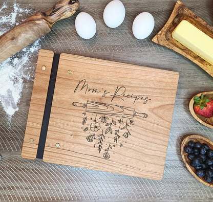 Recipe Book for Mom, Grandma, Aunt, Sister, Rolling Pin Design - Dragon Forged Studios