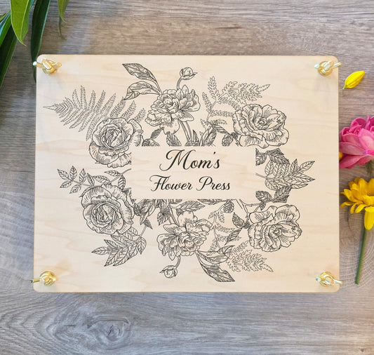 Flower Press, Custom Engraved. Personalized Wooden Botanical Press Kit. Nature Lover Present. Christmas Gift for Her. Herbarium Plant Dryer