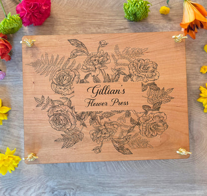 Flower Press, Custom Engraved. Personalized Wooden Botanical Press Kit. Nature Lover Present. Christmas Gift for Her. Herbarium Plant Dryer