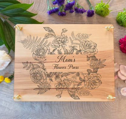 Flower Press, Custom Engraved. Personalized Wooden Botanical Press Kit. Nature Lover Present. Christmas Gift for Her. Herbarium Plant Dryer