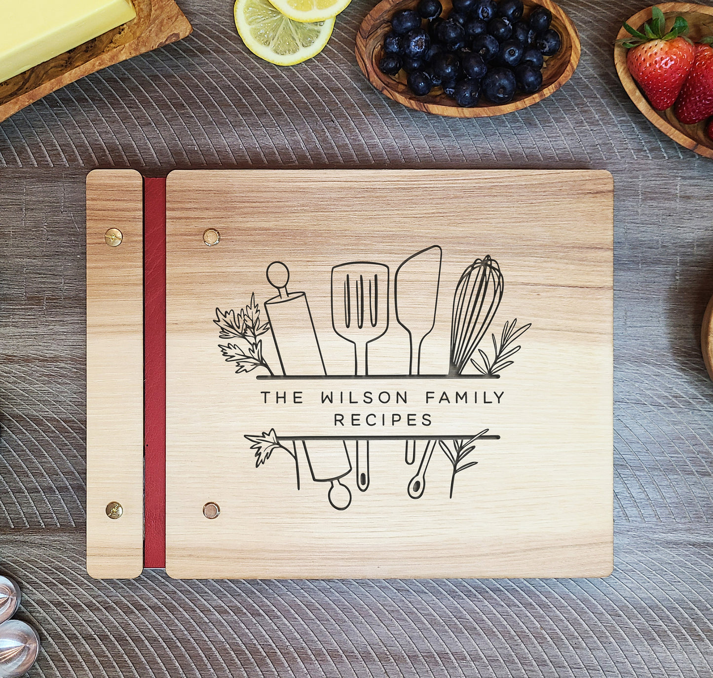 Family Recipe Book, Custom Recipes, Kitchen Utensil Herb Art - Dragon Forged Studios