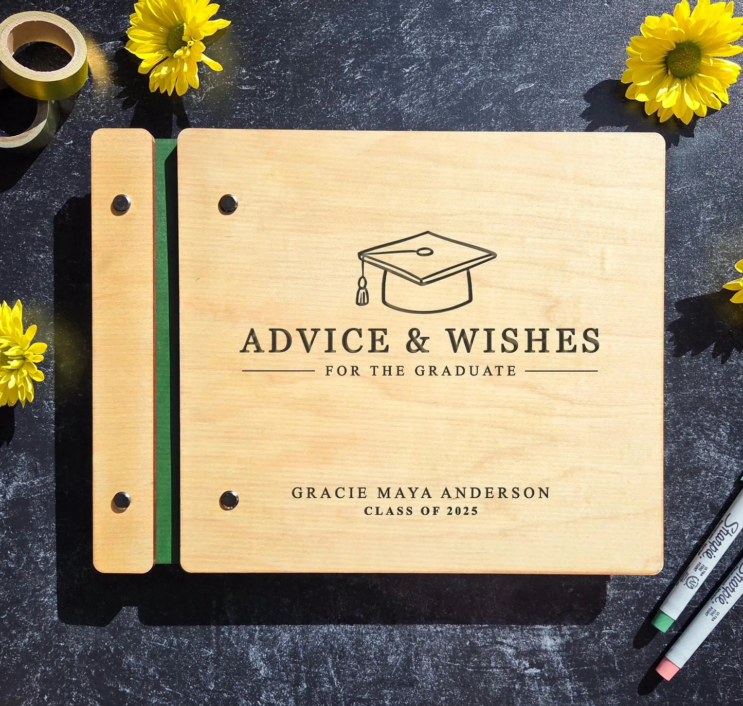 Advice & Wishes Personalized Graduation Guestbook - Class of 2025 Graduate Guest Book - Custom Keepsake for His Her Graduation - Grad Memory