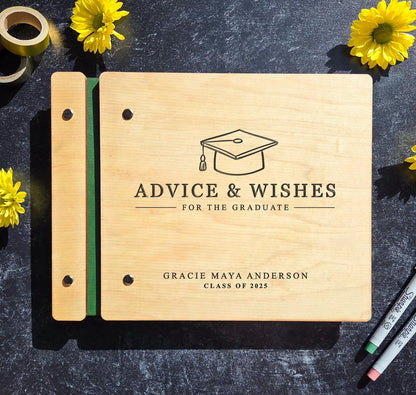 Advice & Wishes Personalized Graduation Guestbook - Class of 2025 Graduate Guest Book - Custom Keepsake for His Her Graduation - Grad Memory