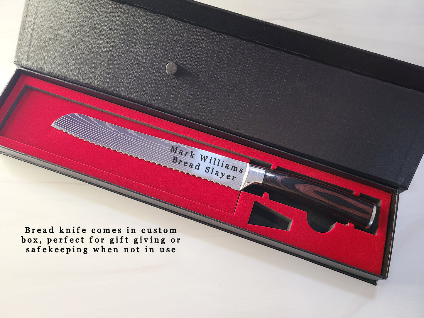 Personalized Bread Knife. Custom Engraved Stainless Steel Blade Bread Knife. Gift for Baker. Gift for Chef. Bread Lover Gift - Dragon Forged Studios