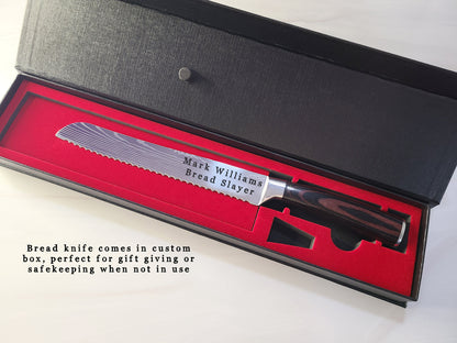 Personalized Bread Knife. Custom Engraved Stainless Steel Blade Bread Knife. Gift for Baker. Gift for Chef. Bread Lover Gift - Dragon Forged Studios