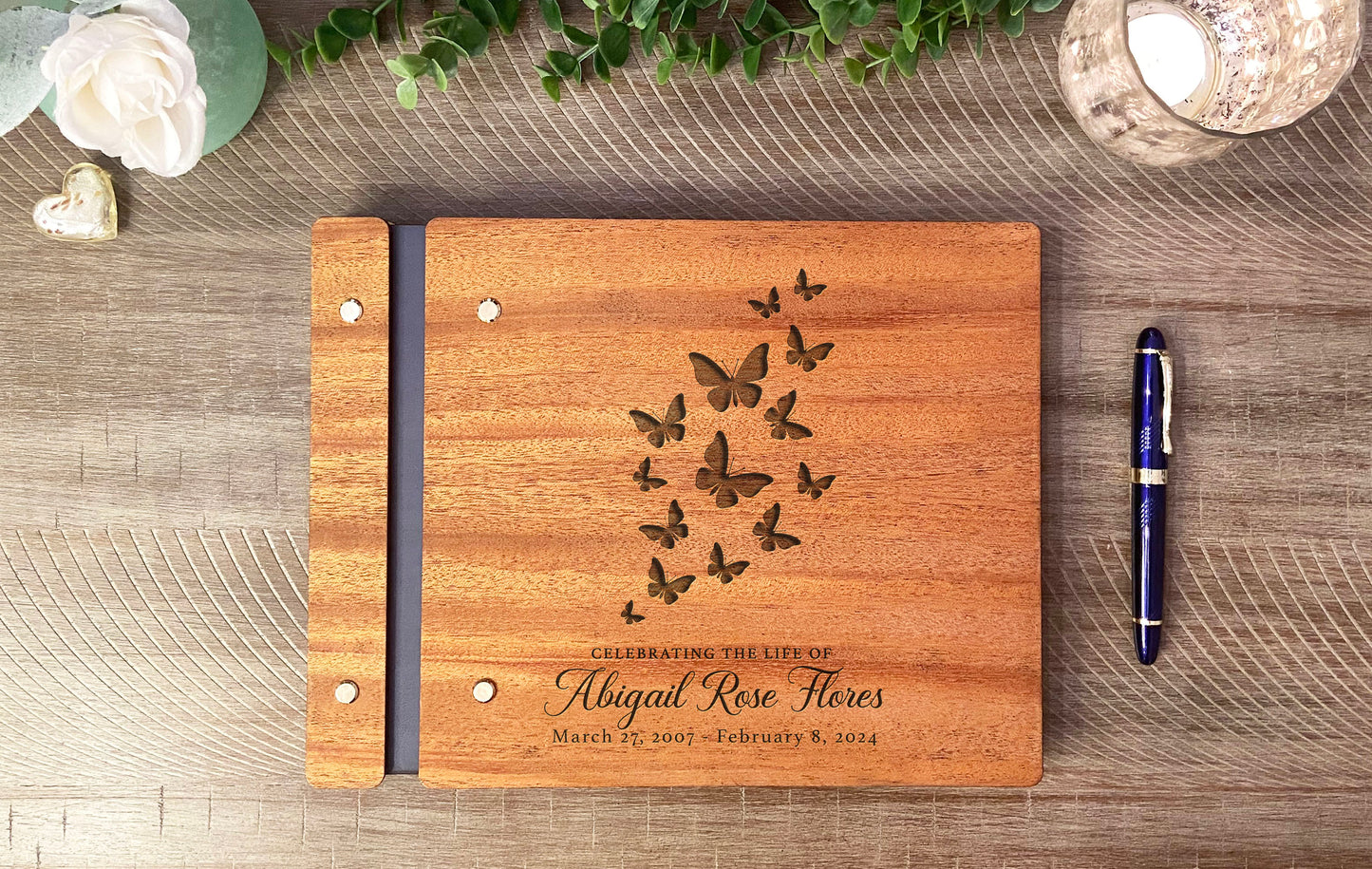 Butterfly Memorial Book, Celebration of Life Funeral Guest Book