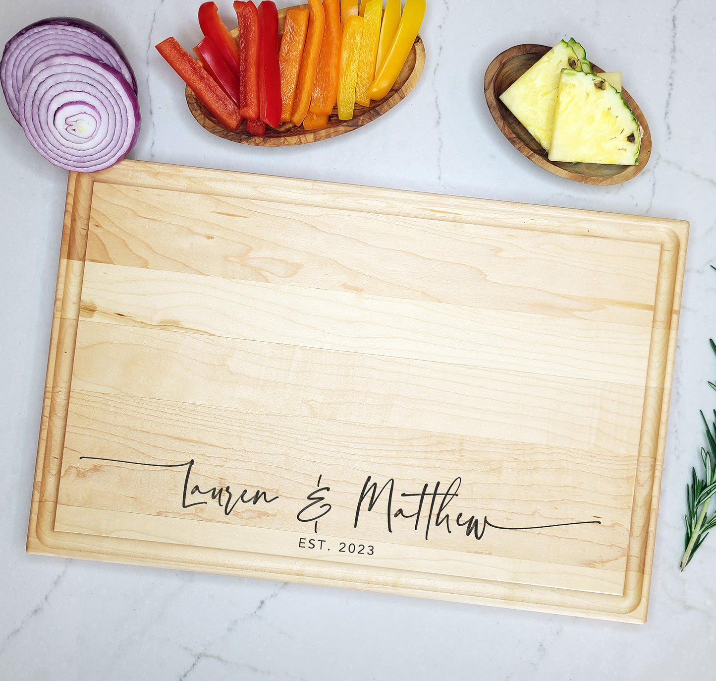 Personalized Cutting Board for Couple, Wedding or Housewarming Gift - Dragon Forged Studios
