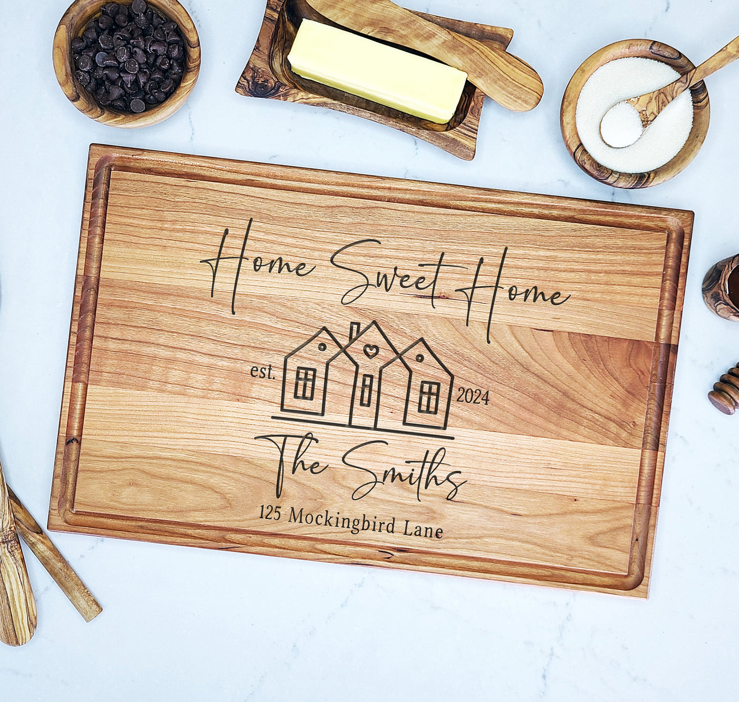 First Home Gift, Custom Cutting Board, Home Sweet Home, Personalized Cutting Board, Realtor Closing Gift, Housewarming Gift - Dragon Forged Studios