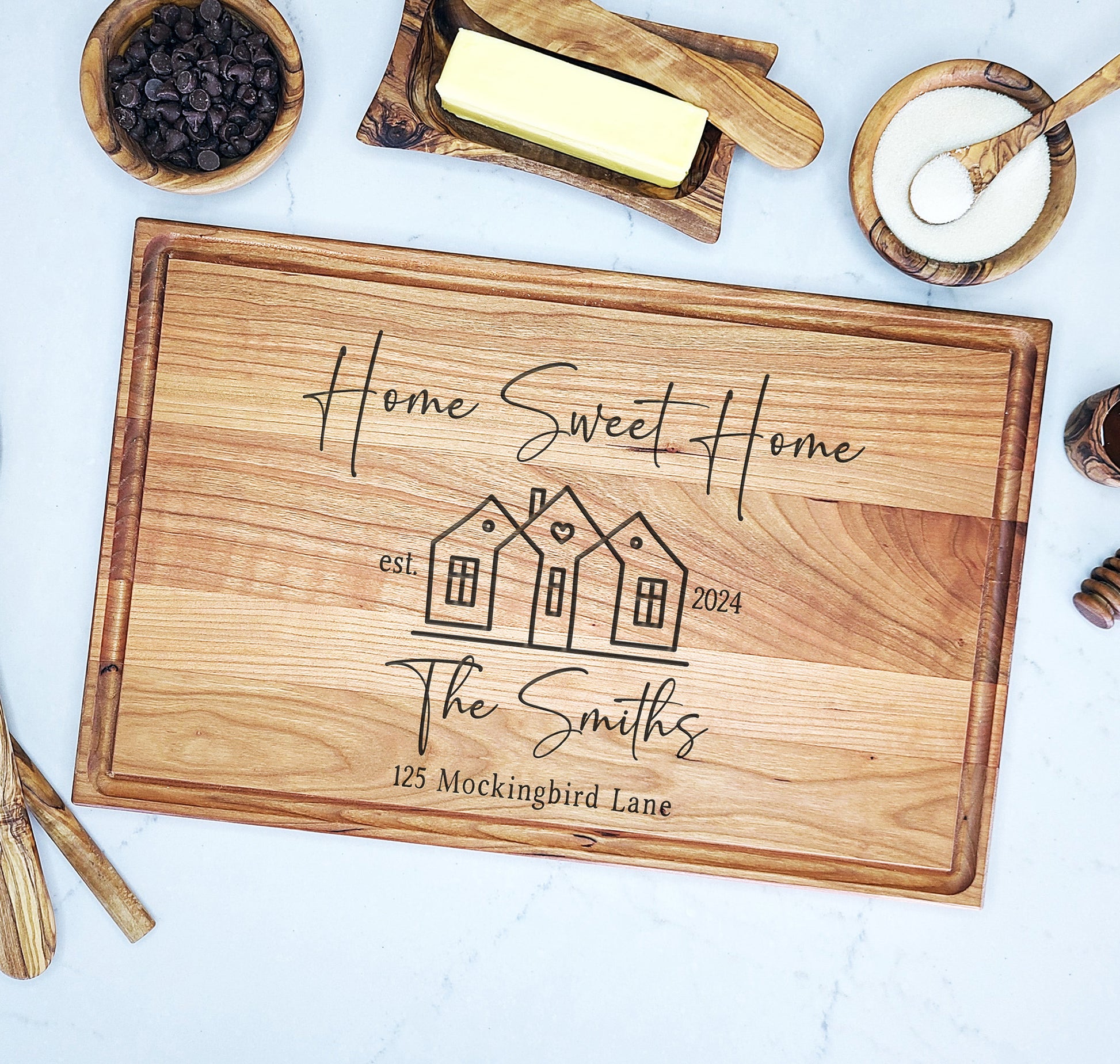 First Home Gift, Custom Cutting Board, Home Sweet Home, Personalized Cutting Board, Realtor Closing Gift, Housewarming Gift - Dragon Forged Studios