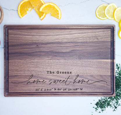 Home Swet Home Custom Cutting Board - Realtor New Home Closing Gift  with GPS Coordinates, Realtor Closing Gift - Dragon Forged Studios