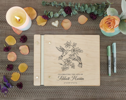 Hummingbird Memorial Book, Celebrating the Life Funeral Book